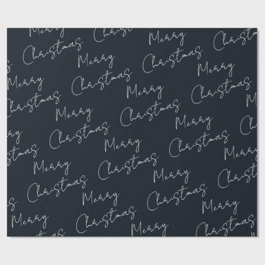 Rich Black Vrolijk Kerstfeest Cadeaupapier (Vlak)