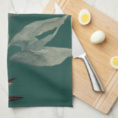 Rich Blauwgroen Green Artistic Waterverf Leaves Theedoek (Quarter Fold)