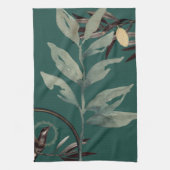 Rich Blauwgroen Green Artistic Waterverf Leaves Theedoek (Verticaal)