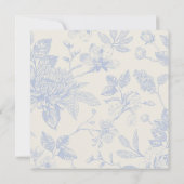Rich Blue French Floral Toile Bloemen Uitnodiging (Achterkant)