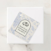 Rich Blue French Floral Toile Floral Bedankjes Labels (In situ)