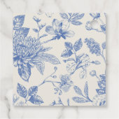 Rich Blue French Floral Toile Floral Bedankjes Labels (Achterkant)