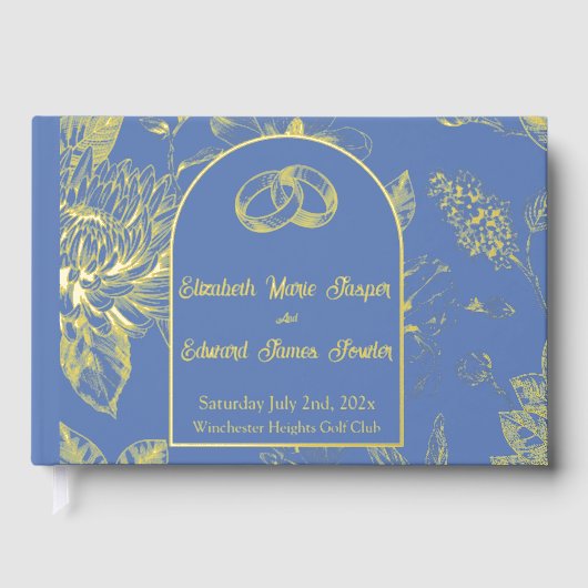 Rich Blue French Floral Toile Floral Gastenboek (Voorkant)