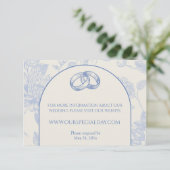 Rich Blue French Floral Toile Floral Informatiekaartje (Staand voorkant)