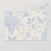 Rich Blue French Floral Toile Floral Informatiekaartje (Achterkant)