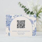 Rich Blue French Floral Toile Floral Informatiekaartje (Staand voorkant)