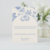 Rich Blue French Floral Toile Floral Informatiekaartje (Staand voorkant)