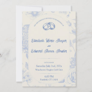 Rich Blue French Floral Toile Floral Kaart
