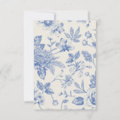 Rich Blue French Floral Toile Floral QR-code RSVP Kaartje (Achterkant)
