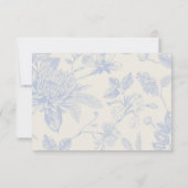Rich Blue French Floral Toile Floral RSVP Kaartje (Achterkant)