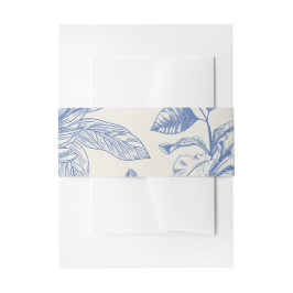 Rich Blue French Floral Toile Floral Uitnodigingen Wikkel