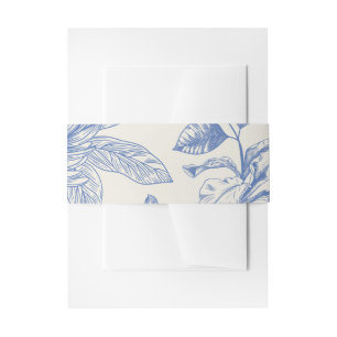 Rich Blue French Floral Toile Floral Uitnodigingen Wikkel