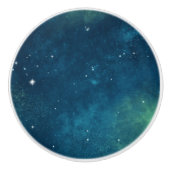 Rich Blue Green Space Sterren Galaxy Universe Keramische Knop (Voorkant)