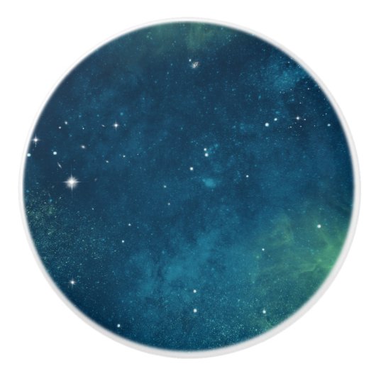 Rich Blue Green Space Sterren Galaxy Universe Keramische Knop (Voorkant)