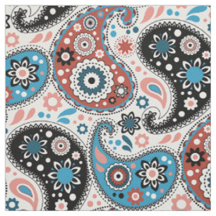 Rich Blue Persian Paisley Bohemian Elegance Stof