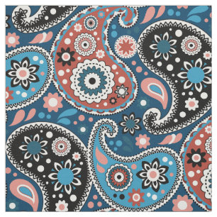 Rich Blue Persian Paisley Bohemian Elegance Stof