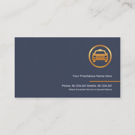 Rich Blue Simple Plain Minimalist Limousine Taxi Visitekaartje (Achterkant)