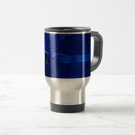 Rich Blue Travel Mug Wrap leder & Belt Rich Blue Reisbeker (Voorkant rechts)