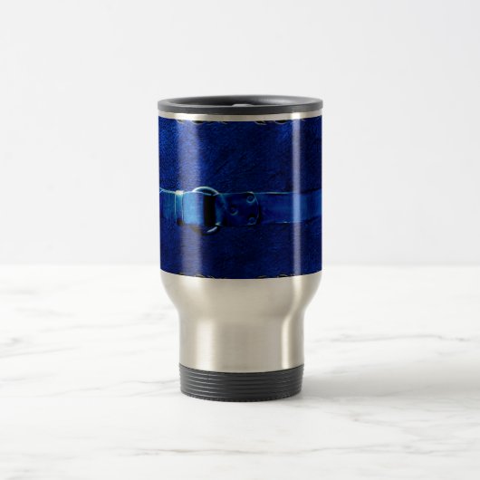 Rich Blue Travel Mug Wrap leder & Belt Rich Blue Reisbeker (Center)