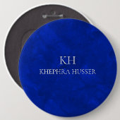 Rich Blue Waterverf Monogram Ronde Button 6,0 Cm (Voorkant /achterkant)