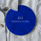 Rich Blue Waterverf Monogram Ronde Button 6,0 Cm (In situ)