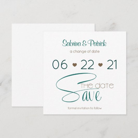 Rich BOHO Hunter Green Save the Date Kaart (Voorkant / Achterkant)