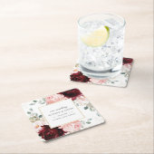 Rich Bourgogne Blush Pink Bloemen Huwelijksgunst Kartonnen Onderzetters (Insitu)