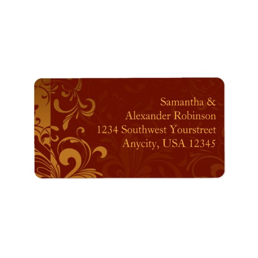 Rich Brick Red en Gold omgekeerde werveling Etiket (Voorkant)