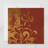 Rich Brick Red en Gold Reverse Swirl Square Kaart (Achterkant)