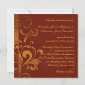 Rich Brick Red en Gold Reverse Swirl Square Kaart (Voorkant)