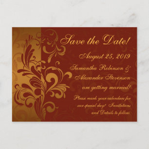 Rich Brick Red / Gold omgekeerde werveling Save th Aankondigingskaart