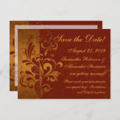 Rich Brick Red / Gold omgekeerde werveling Save th Aankondigingskaart (Voorkant / Achterkant)