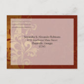 Rich Brick Red / Gold Reverse Swirl RSVP Antwoord Uitnodiging Briefkaart (Achterkant)