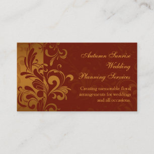 Rich Brick Red, Gold Reverse Swirl Visitekaartjes