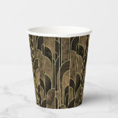 Rich Brown and Gold Art Deco Pattern Papieren Bekers (Rechts)