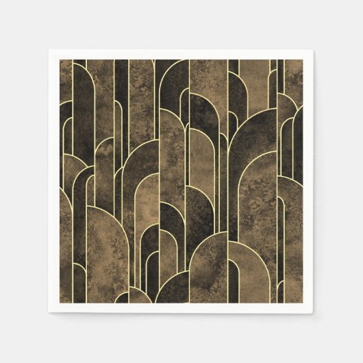 Rich Brown and Gold Art Deco Pattern Servet (Voorkant)