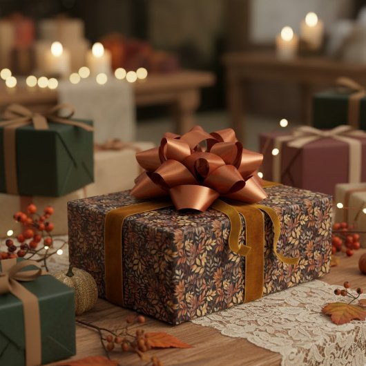 Rich Brown Golden Rustic Burnt Orange Fall Leaf Cadeaupapier