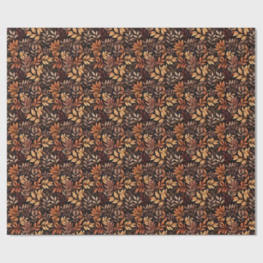 Rich Brown Golden Rustic Burnt Orange Fall Leaf Cadeaupapier (Vlak)