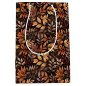 Rich Brown Golden Rustic Burnt Orange Fall Leaf Medium Cadeauzakje (Voorkant)