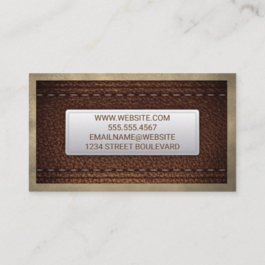 Rich Brown Leather Stitched | Ledergrens Visitekaartje (Achterkant)