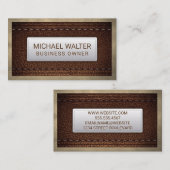 Rich Brown Leather Stitched | Ledergrens Visitekaartje (Voorkant / Achterkant)
