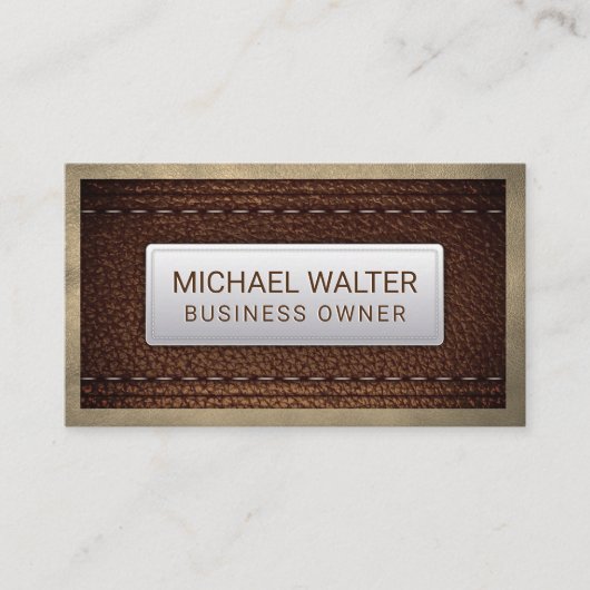 Rich Brown Leather Stitched | Ledergrens Visitekaartje (Voorkant)