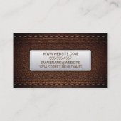 Rich Brown Leather Stitched Visitekaartje (Achterkant)