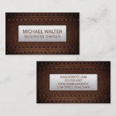 Rich Brown Leather Stitched Visitekaartje (Voorkant / Achterkant)