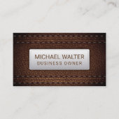 Rich Brown Leather Stitched Visitekaartje (Voorkant)