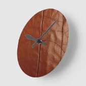 Rich Brown Leather Texture Pattern Ronde Klok (Hoek)