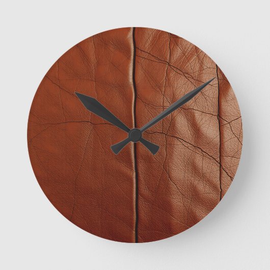 Rich Brown Leather Texture Pattern Ronde Klok (Voorkant)