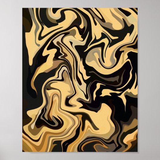 Rich Brown wervelingen met gouden tinten Poster (Voorkant)