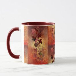 Rich Burgundy/Autumn Colors & Leaves Coffee Mok