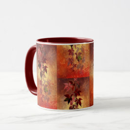 Rich Burgundy/Autumn Colors & Leaves Coffee Mok